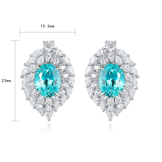 Gemfiori Anster High Quality S925 Lab Grown Paraiba Earring Stud Dainty Gemstone Stud Earrings for Women Daily Wear Gift