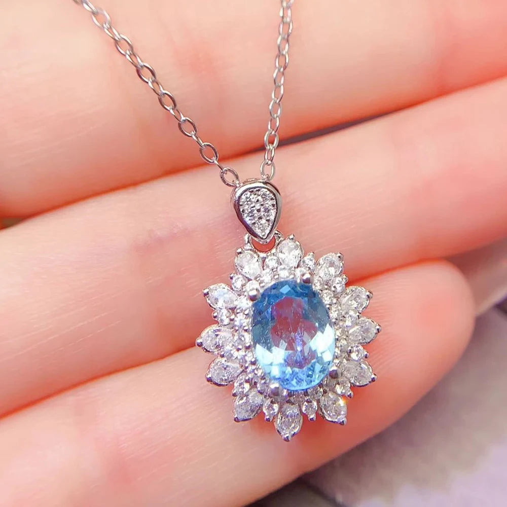 Gioiellieri Modern Minimalist 925 Sterling Silver Rhodium Plated Luxury Solitaire Fireworks Cutting Natural Crystal Pendant Necklace for