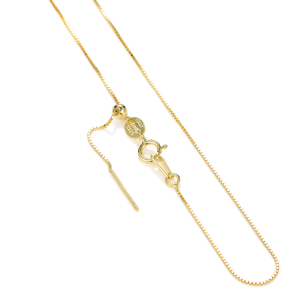REDheart Custom 925 Sterling Silver Thin Chain Italy Link Adjustable Box Cross Singapore Gold Plated Necklace Fine Jewelry