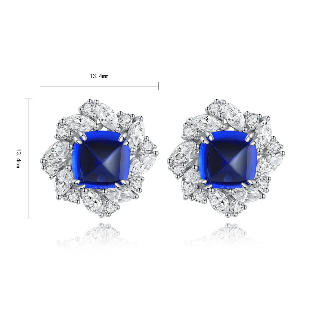 Gemfiori Anster High Quality S925 Lab Grown Sapphire Earring Stud Dainty Gemstone Stud Earrings for Women Daily Wear Gift