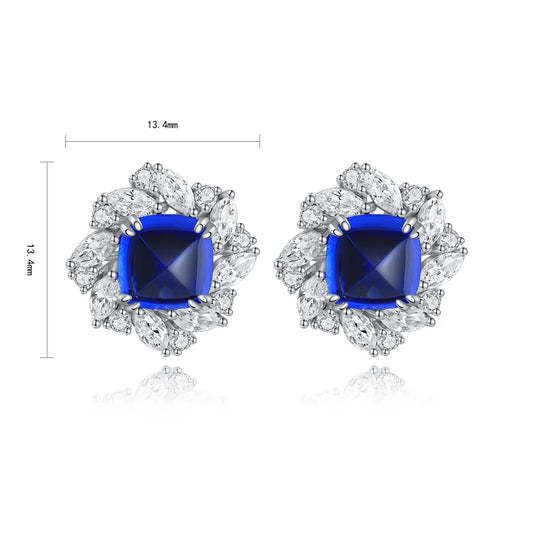 Gemfiori Anster High Quality S925 Lab Grown Sapphire Earring Stud Dainty Gemstone Stud Earrings for Women Daily Wear Gift