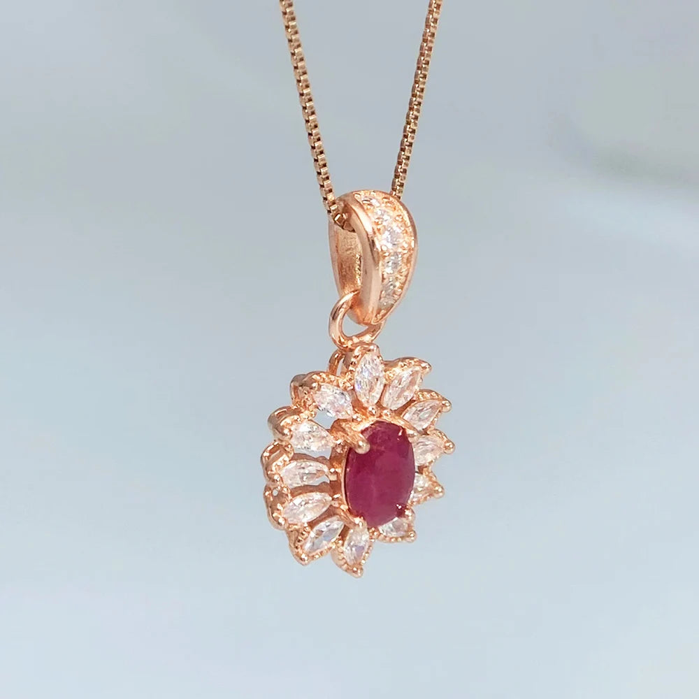 Gioiellieri Ruby Pendant with Natural Red Gemstone for Women 925 Sterling Silver July Birthstone Fine Jewelry Romantic Anniversary Gift