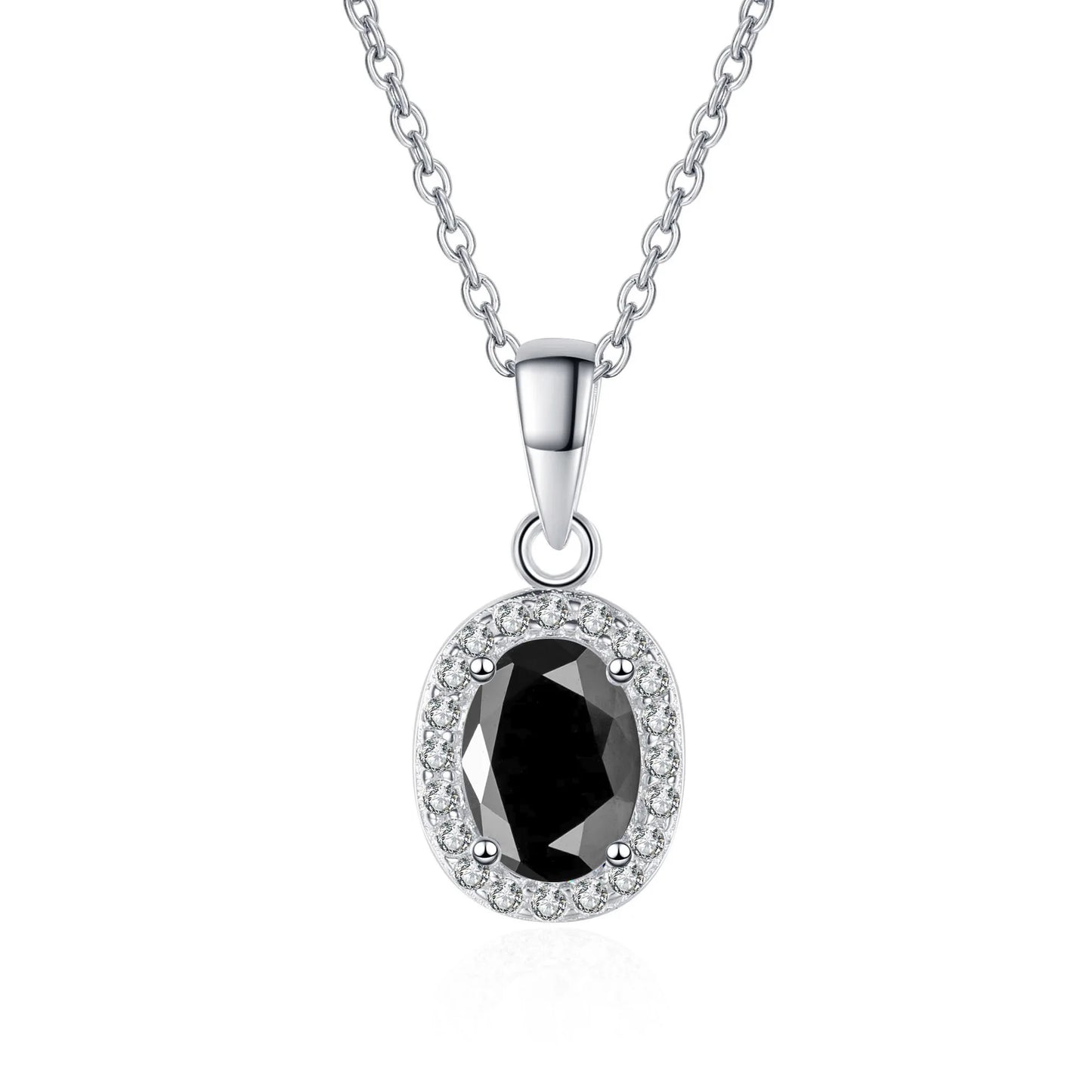 Fine Jewelry 925 Sterling Silver Bezel Set Oval Cut 3 Carat Colorful Moissanite Diamond Halo Pendant Necklaces Women