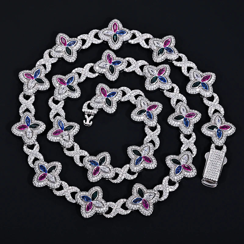 Custom Iced Out 16mm 925 Sterling Silver Moissanite Necklace GRA Hip Hop Pave Setting Infinity Clover Cuban Link Chain Jewelry