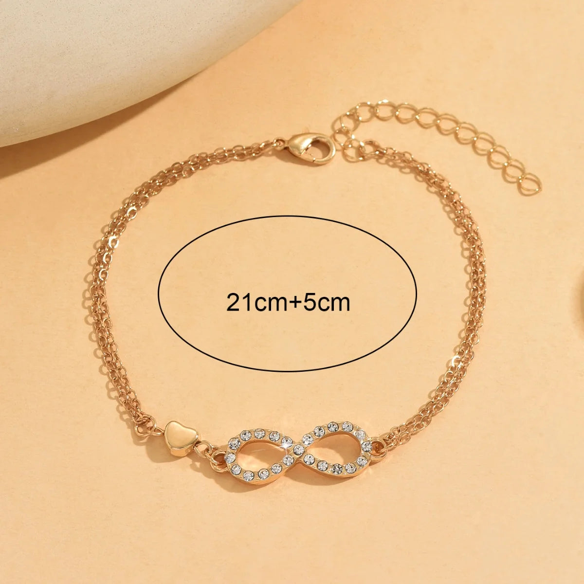Wholesale Zircon Infinity Symbol Zinc Alloy Anklet Chain Anklet Gold Plated Jewelry for Women Summer Holiday
