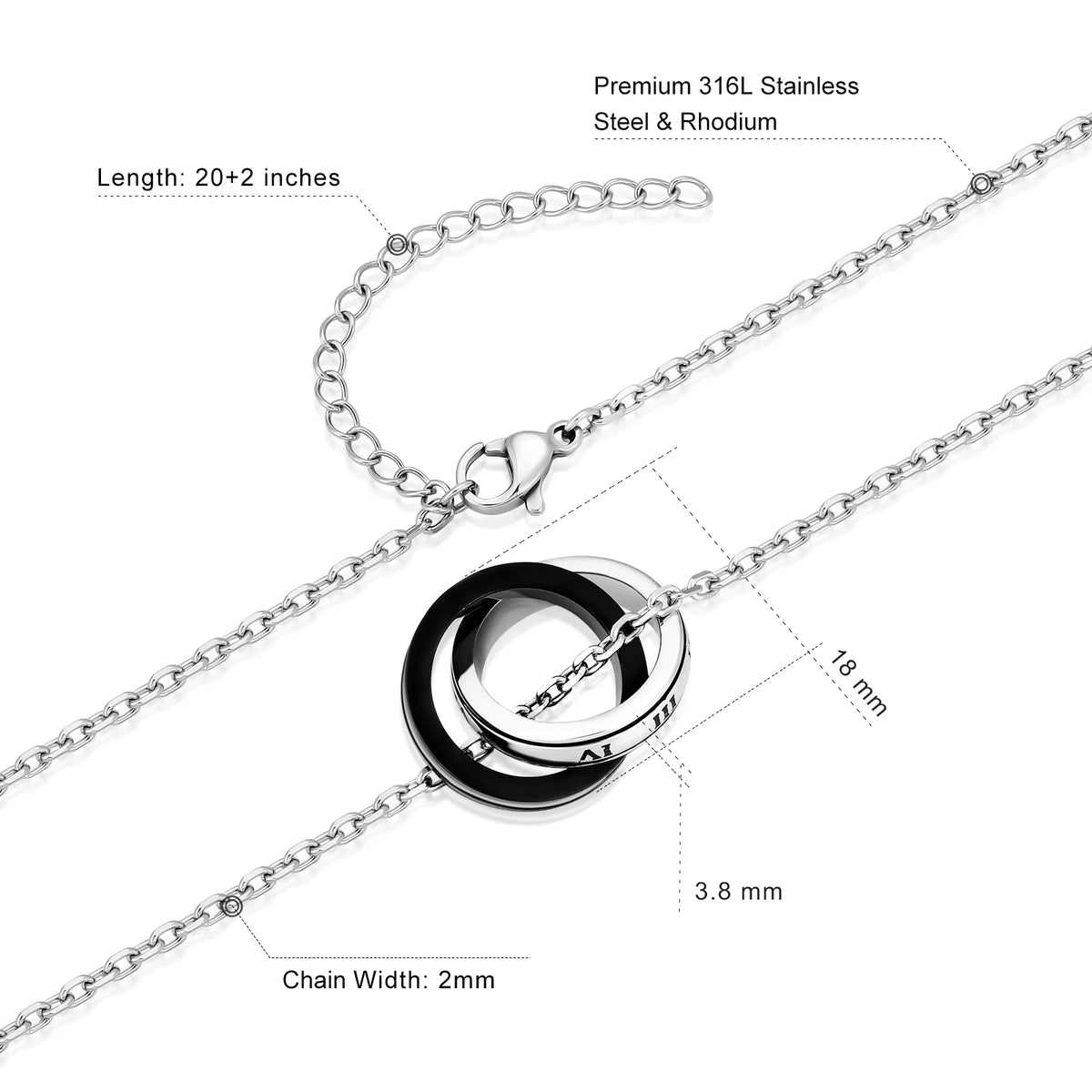 REBEL S&S REBEL Vintage Cross Rhinestone Pendant Necklace | 316L Stainless Steel |