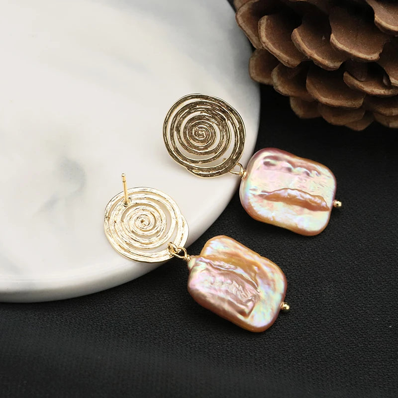 New Jewelry Natural Freshwater Baroque Pearl  Earrings 18K Gold Plated Jewelry Korean Designer Jewelry Earrings Wholesale Bulk