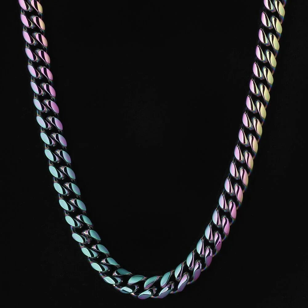 KRKC Drop Shipping RTS Stock Low MOQ 10mm 18-26inch 18K Gold Plated Stainless Steel Miami Cuban Link Chain Necklace Wholesale