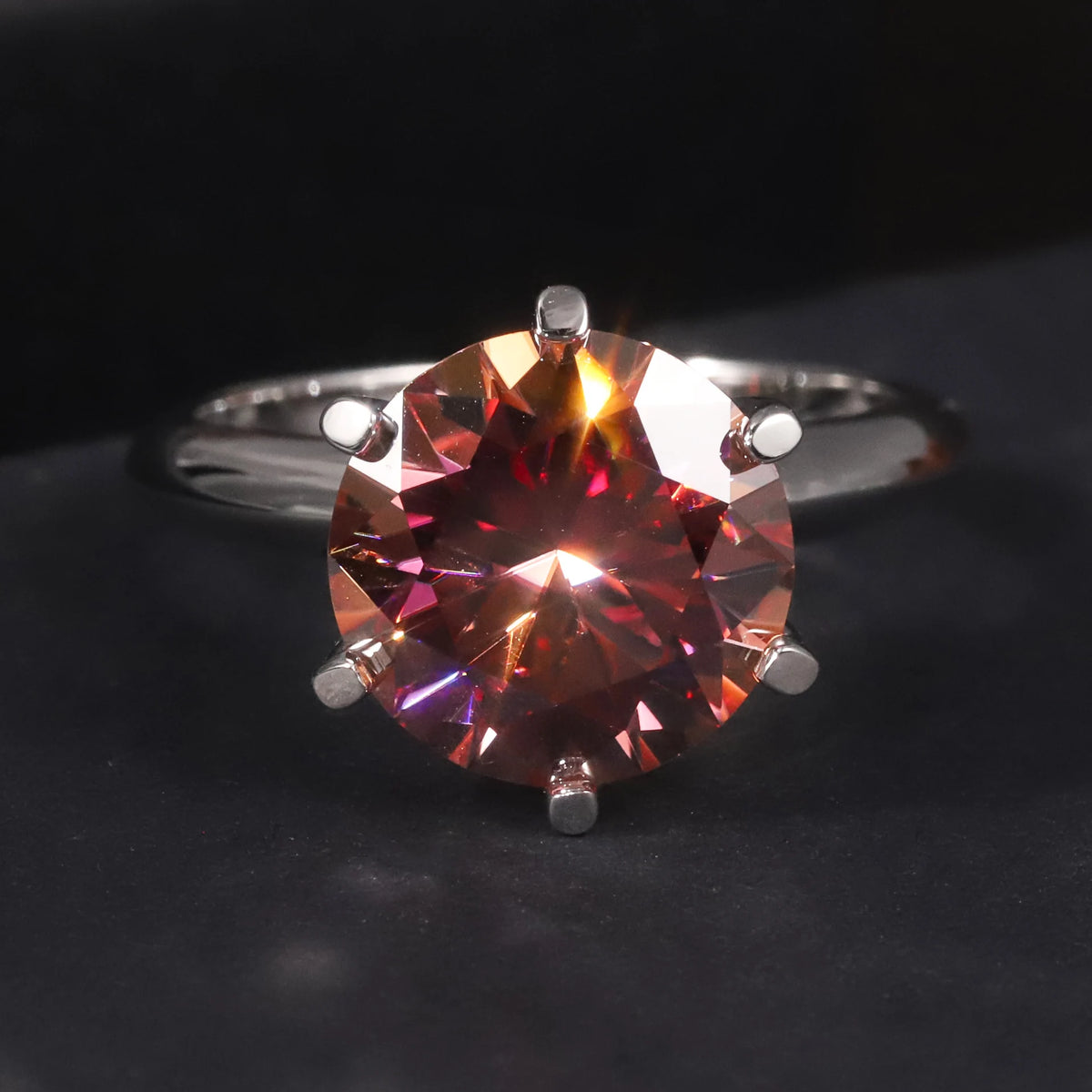 REDheart M03J Abiding Real 925 Sterling Silver 11MM Big Gemstone DEF VVS 5 Carat Colored Moissanite Women's Ring