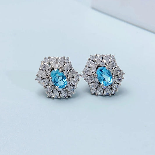 Gioiellieri Natural Topaz Stud Earrings for Women S925 Sterling Silver Jewellery Fine Jewelry Fashion Accessories Wedding Gift Jewels 925
