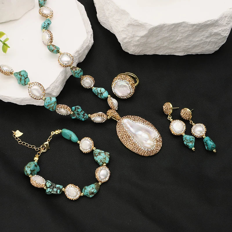 GLSEEVO 18K Gold Plated Zircon Bridal & Wedding Jewellery Sets — Luxury Vintage Collection | Necklace, Earrings, Ring & Bracelet