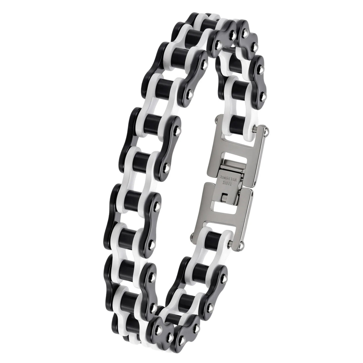 REBEL European American Womens Bicycle Motorcycle Chain Stainless Steel Bracelet Real Gold Plating Trendy Rock-Style Personalized