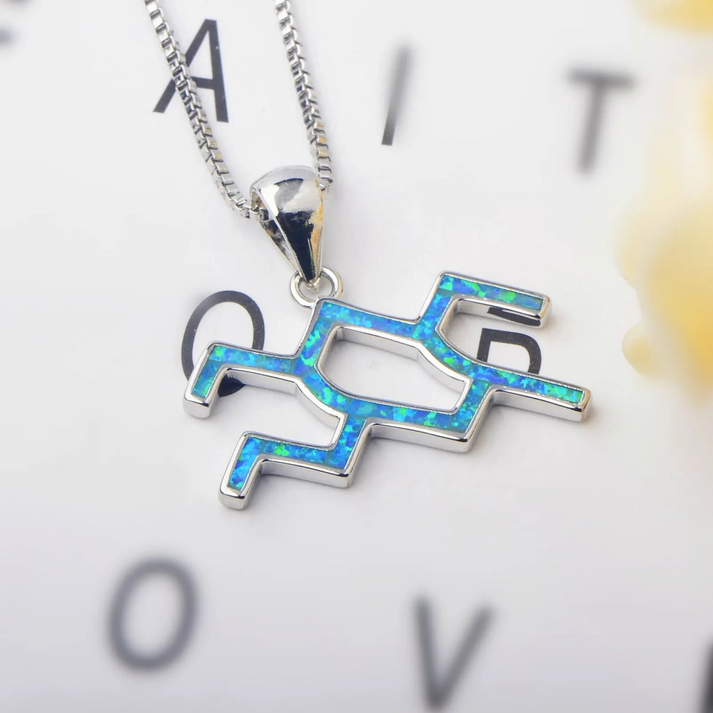 Aquarius Zodiac Sign Pendant Necklace Aobao Adjustable Chain Fashion Jewelry for Daily Wear