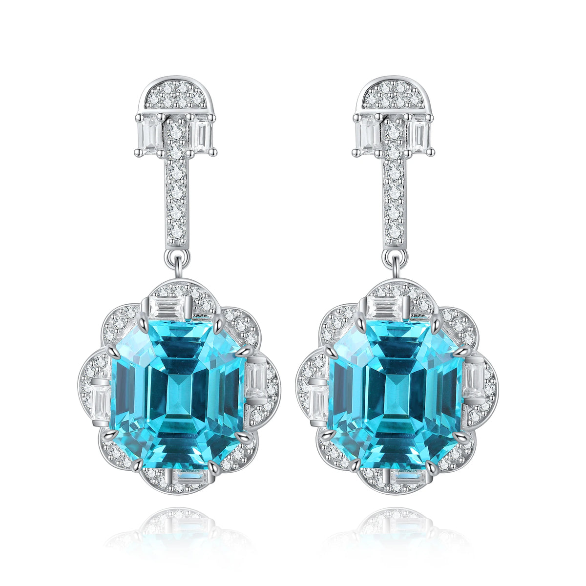 Gemfiori Zhanhao Jewelry Lab Grown Paraiba Drop Earrings S925 Fashion Design Suitable for Women Party Daily Wear Anniversary Gift