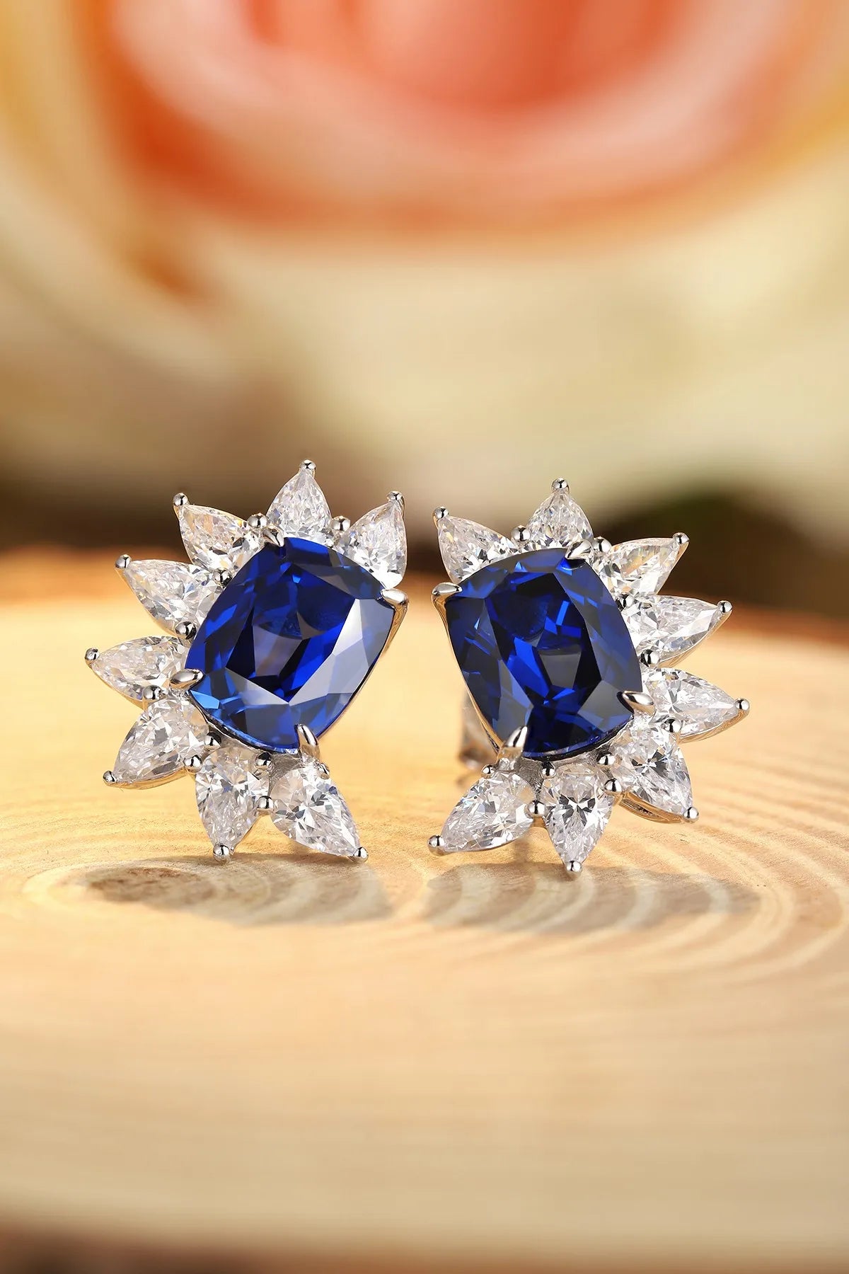 Gemfiori Anster High Quality S925 Lab Grown Sapphire Earring Stud Dainty Gemstone Stud Earrings for Women Daily Wear Gift