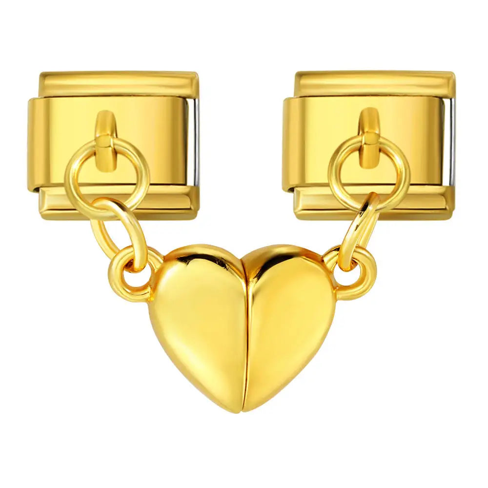 New Fashion Heart Magnetic Attraction Removable Pendant Link Fit 9mm Stainless Steel Italian Charm Bracelet Jewelry DIY Making
