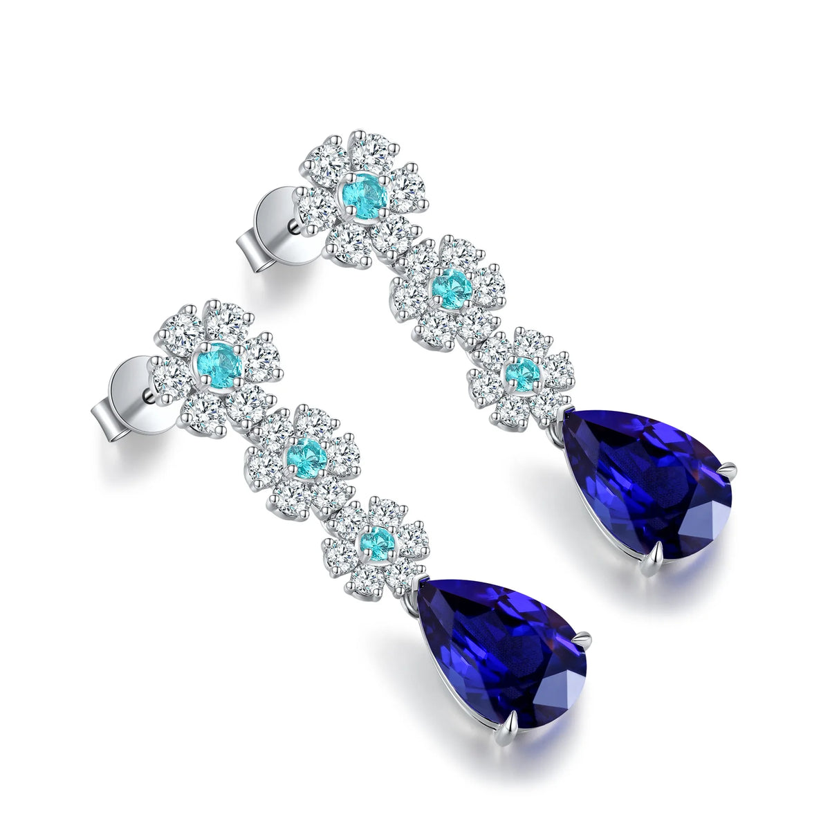 Gemfiori Anster High Quality S925 Lab Grown Sapphire Earring Stud Dainty Gemstone Stud Earrings for Women Daily Wear Gift