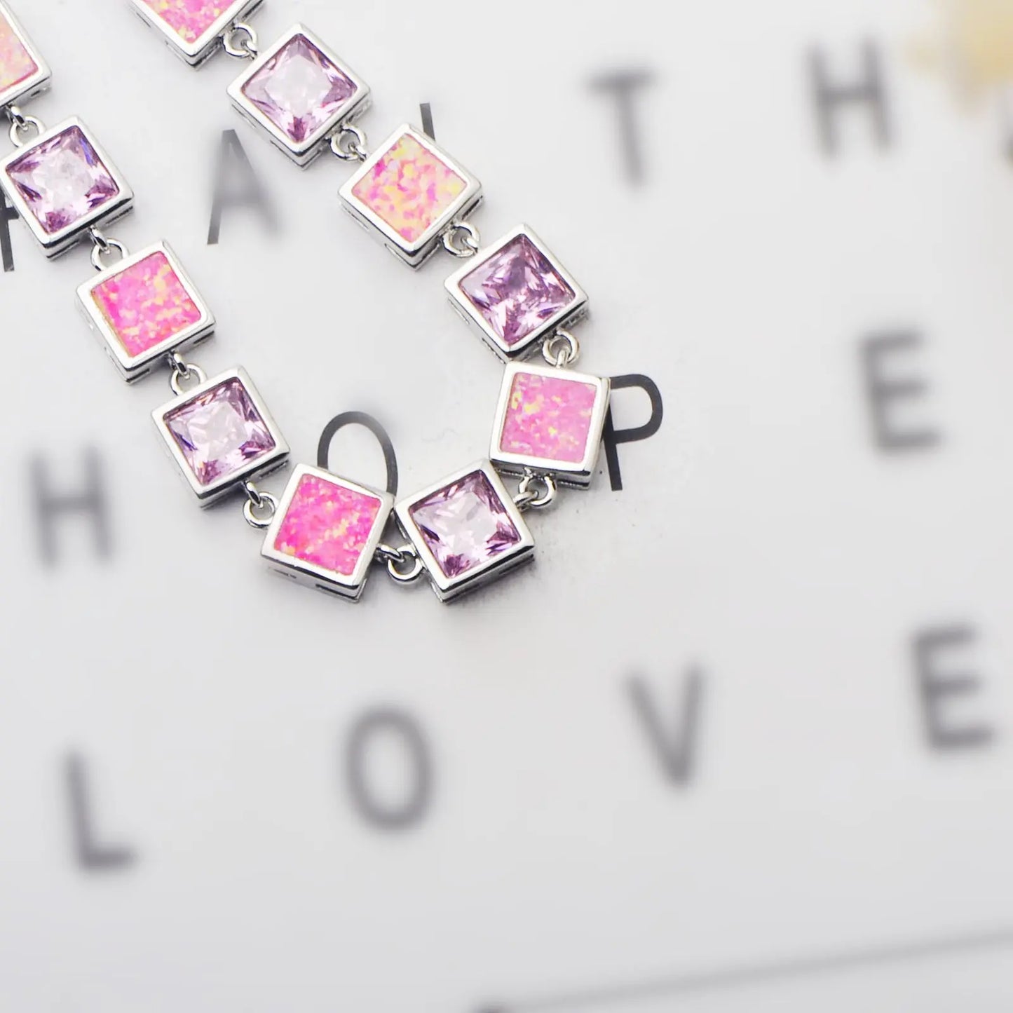 New Women's Xia Wei Square Bracelet Opal Trendy Brass Gold-color Plated Jewelry Inlaid Opal Gemstone Fashion