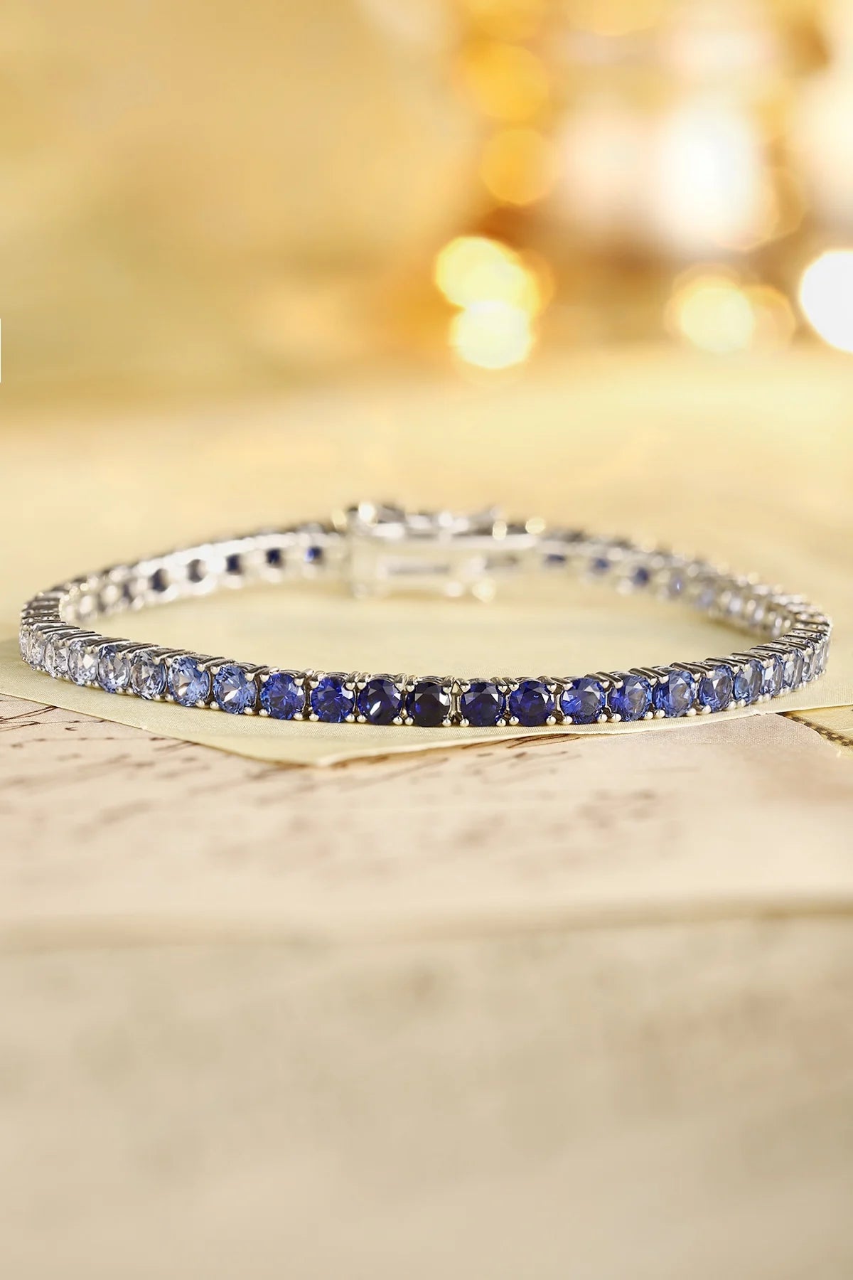 Gemfiori Anster Factory Price Trendy Round Shape Mian Stone 7.5ct/7.85ct/8.5ct S925 Jewelry Sapphire Tennis Bracelet Customized