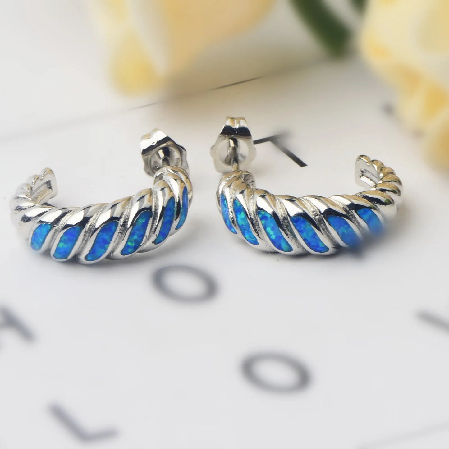 TikTok for Bestseller Cute Brass Silver Plated Geometric Christian Opal Stud Earrings Girly Dainty Gift Jewelry