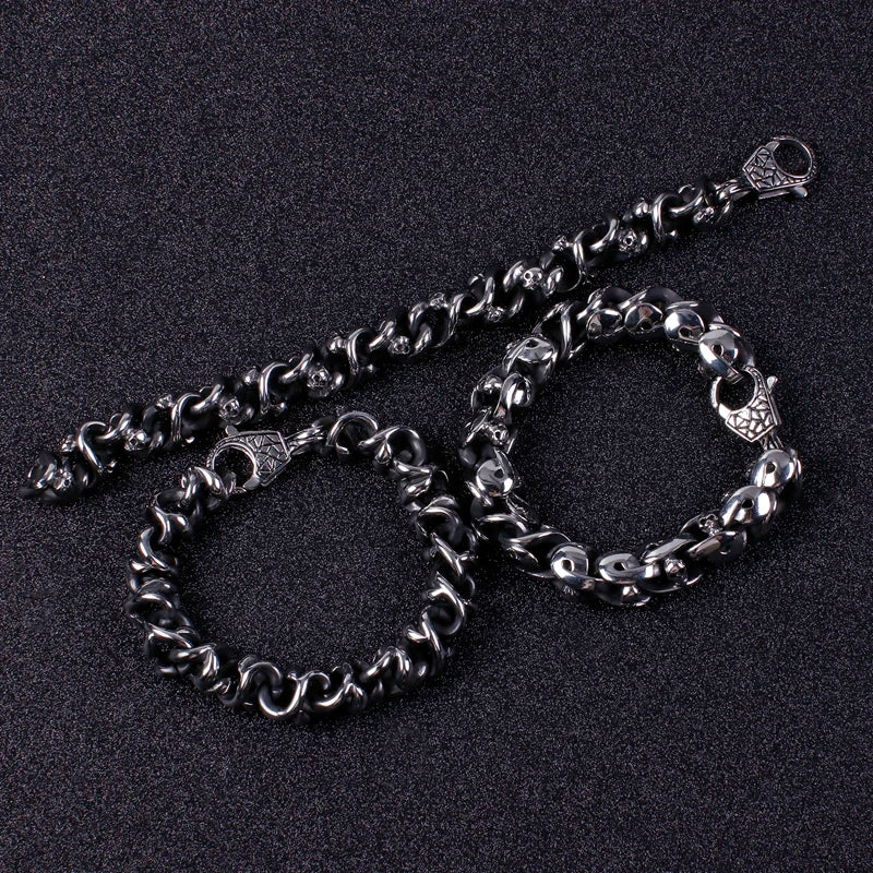 KALEN 316L Stainless Steel Silver Color Skeleton Charm Bracelets for Men