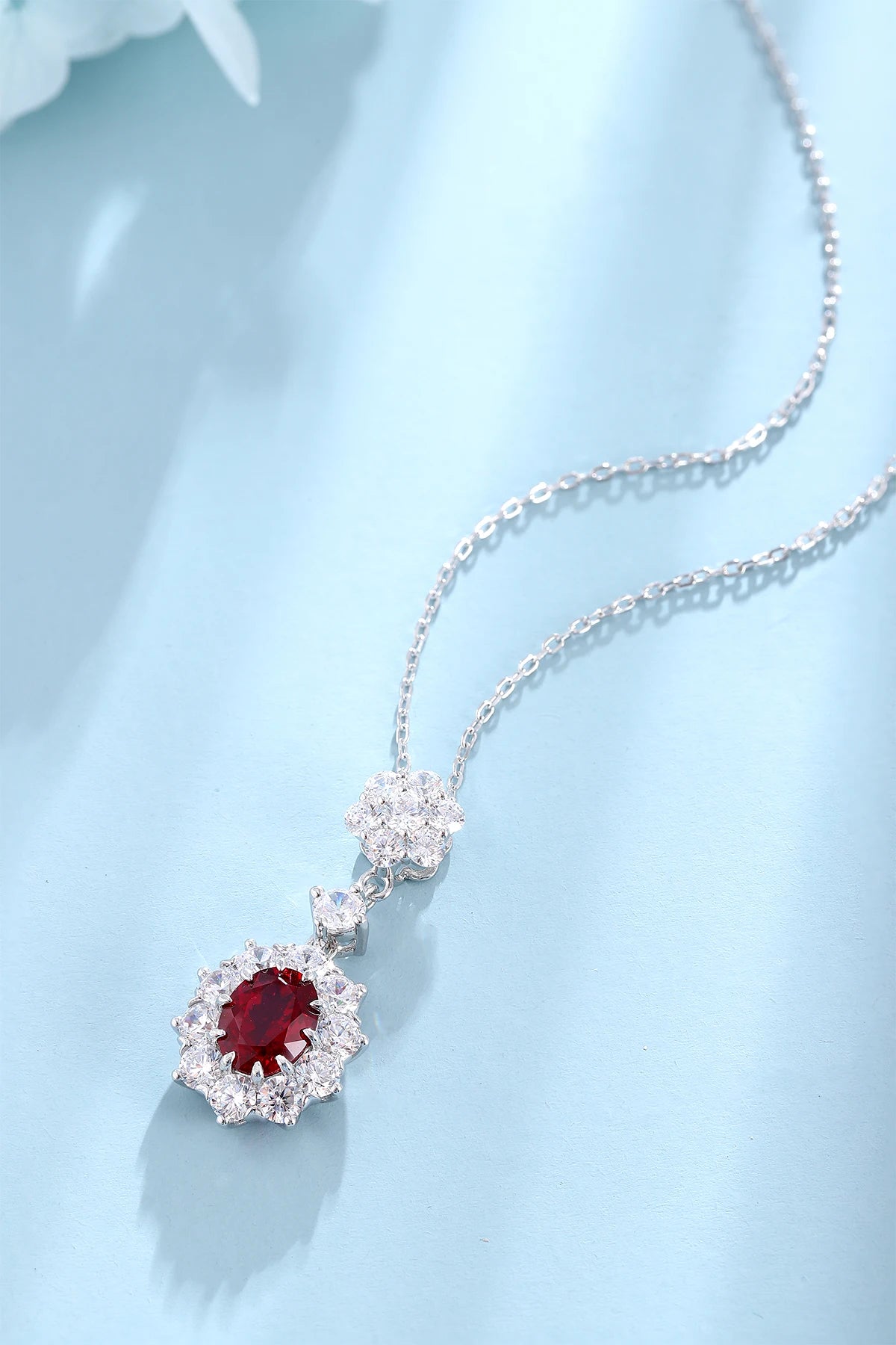 Gemfiori Custom Women Fine Jewelry Simple Lab Grown Ruby Diamond GIA IGI Certified Necklace