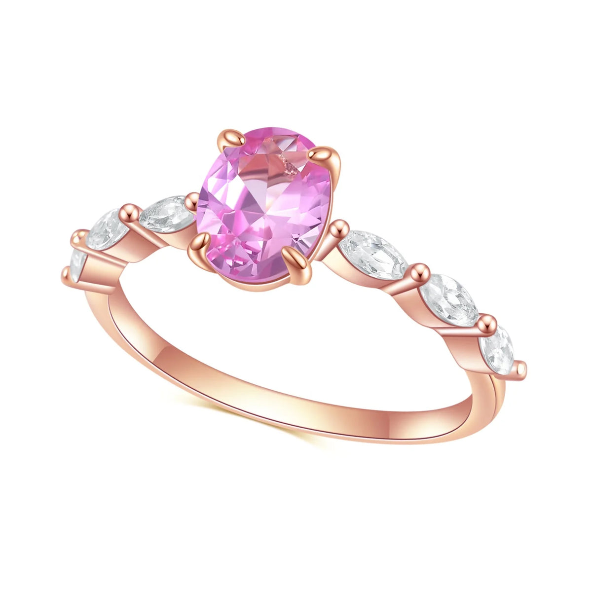 ArtistA Abiding Delicate Trendy Women Jewelry Sterling Silver 925 Rose Gold Plated Ring Lab Grown Pink Sapphire Gemstone Rings