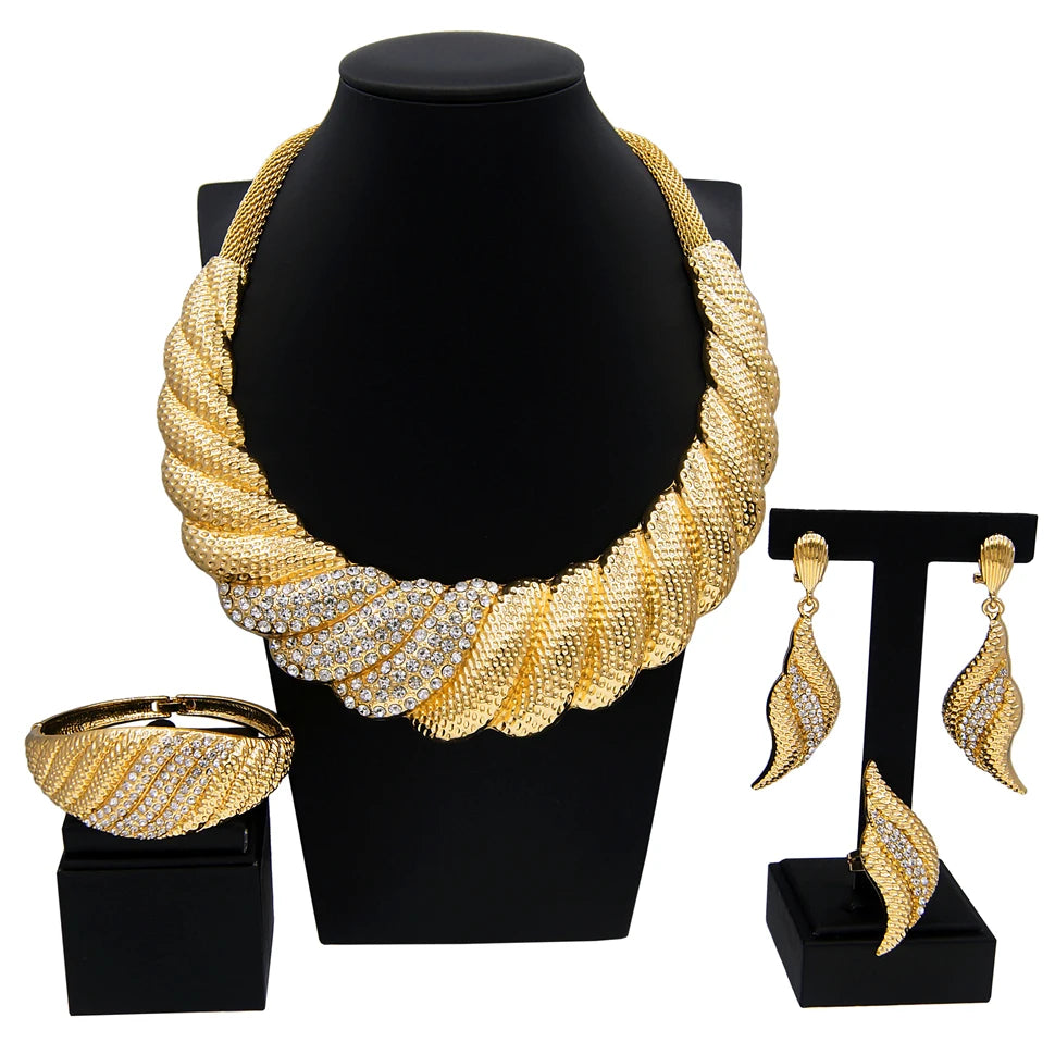 Zhuerrui Italian Gold Luxury Wedding Jewelry Sets White Bead Necklace Bracelet Jewellery Set Exquisite Cheap Price Gifts H00384