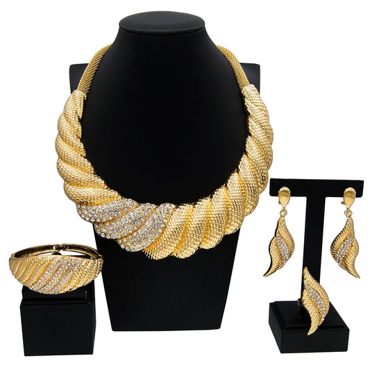 Zhuerrui Italian Gold Luxury Wedding Jewelry Sets White Bead Necklace Bracelet Jewellery Set Exquisite Cheap Price Gifts H00384