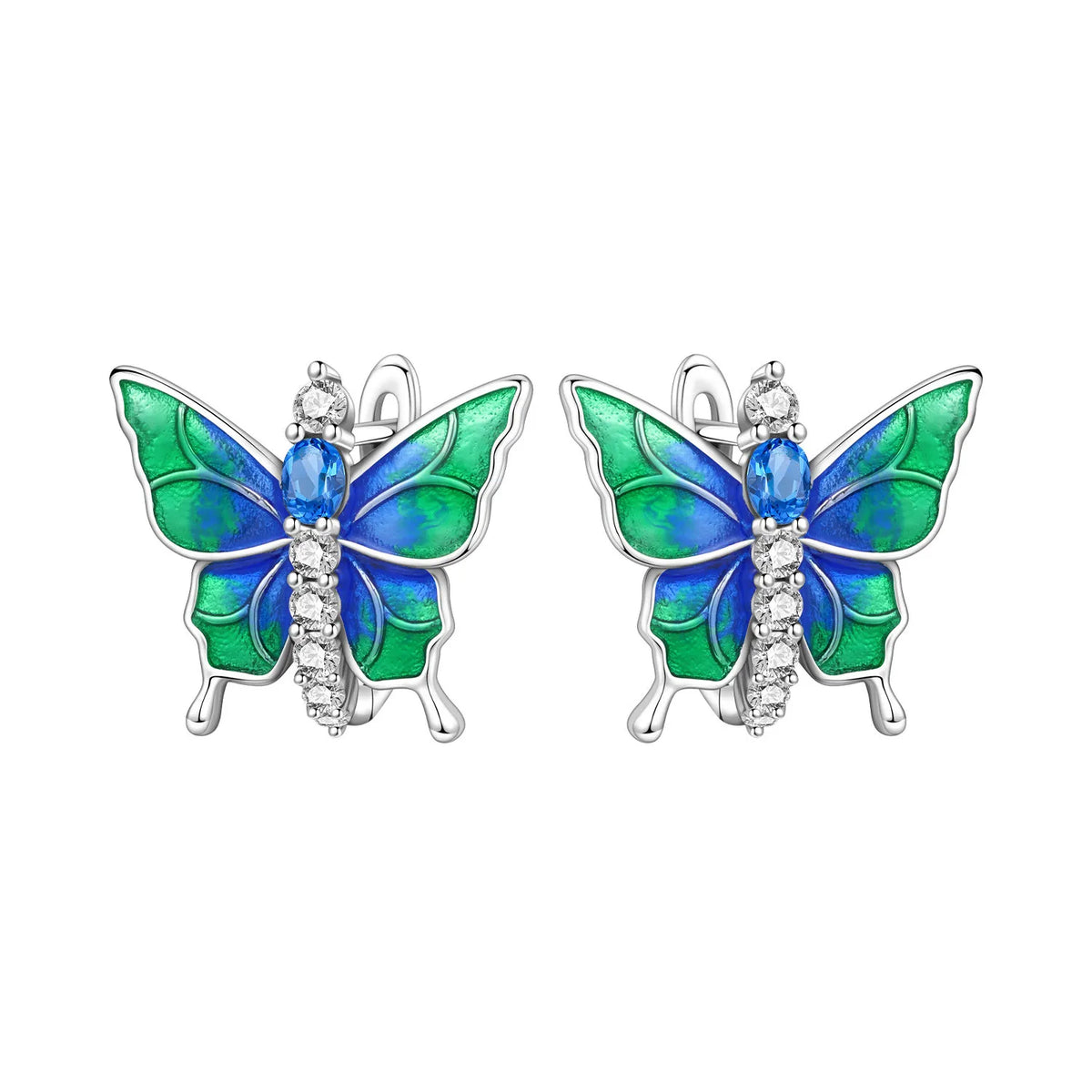 S&S Butterfly Zircon Drop & Stud Earrings | Silver Plated | S&S