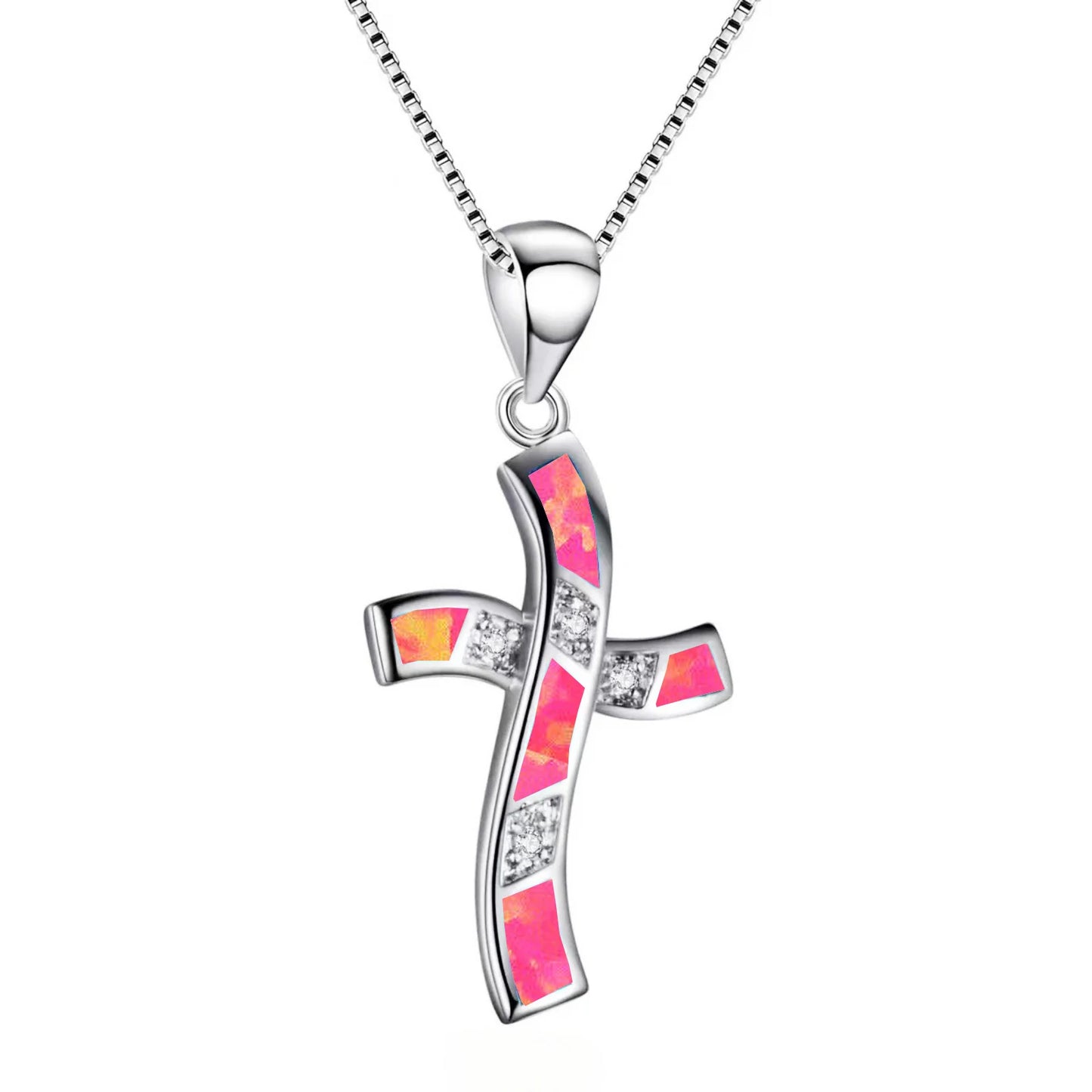 Ocean Theme Cross Necklace Aobao Opal Inlaid Starfish Detail Fashion Jewelry