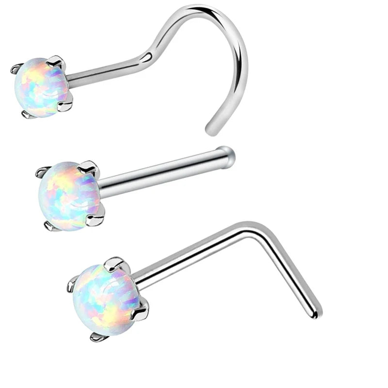 S&S Opal Star Segment Nose Ring Set | Stainless Steel Septum Piercing