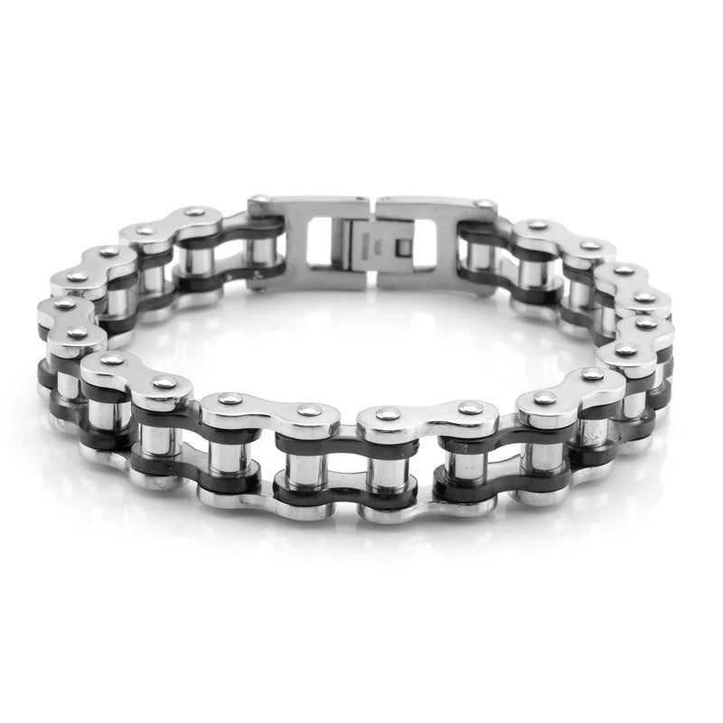 REBEL European American Punk Motorcycle Men's Bracelet Natural Stone Electroplating Rock Personality Chain