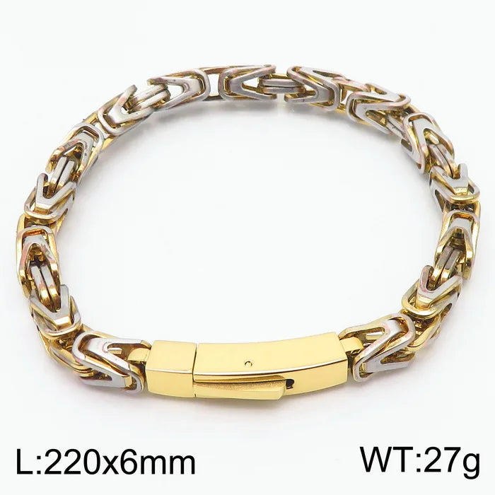 REBEL Men Vintage Stainless Steel Fading Effect Byzantine Links 660mm Necklace&220mm Bracelet Jewelry Set