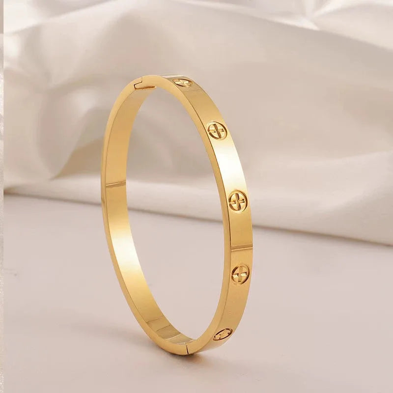 REBEL Stainless Inoxydable Stainless Steel 18K Gold Plated Roman Women Fashion Jewelry Bracelets Bangles