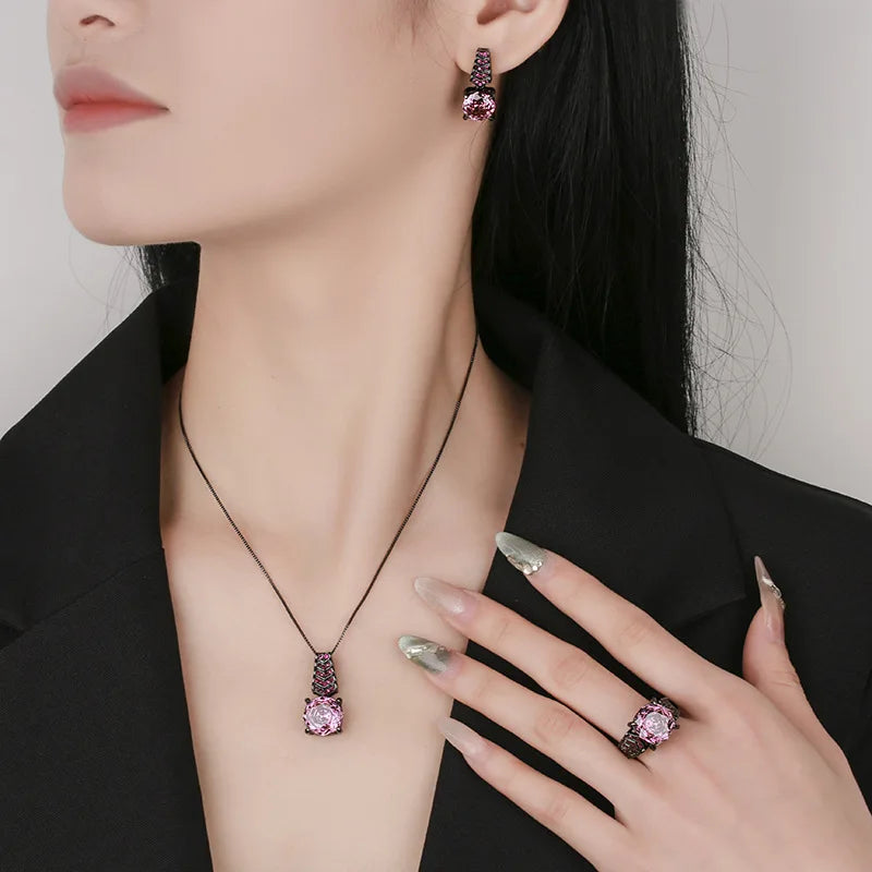 Gemfiori 2025 New Jewelry Brass Gold-plated Dried Rose Temperament Light Luxury Set