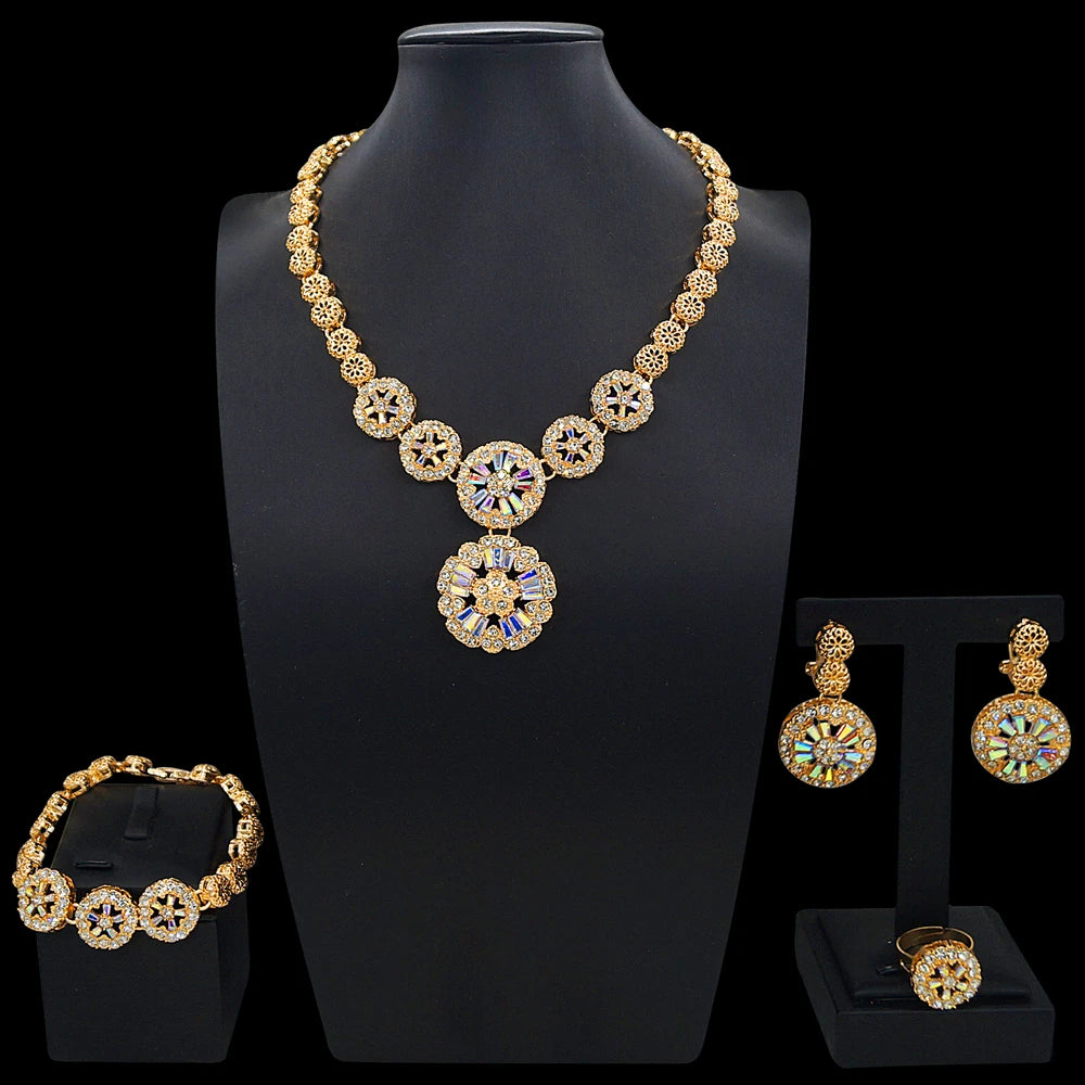 Zhuerrui Nigerian 18k Gold Plated Jewelry Set Brazil Gold Designer Wedding Jewellery Set Fashion Necklaces Jewelry SetsHB2501414