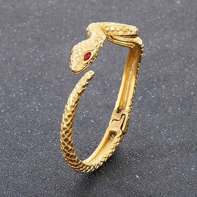 KALEN Punk Unisex Stainless Steel Fashion Bracelets Bangles Open Cuff Snake Charm Bracelets