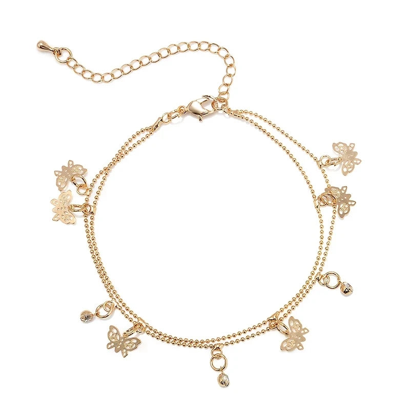 Wholesale Cuban Link Anklet Chain Anklet Butterfly Pendant Anklet for Women
