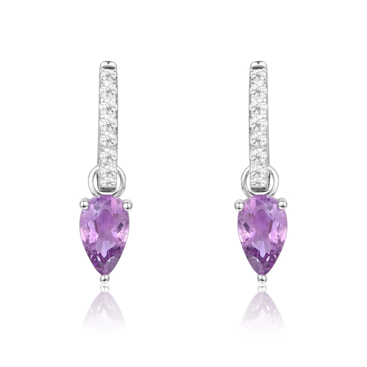 ArtistA Abiding Natural Amethyst Gemstone 925 Sterling Silver Hoop Earrings Jewelry for Women Bridal