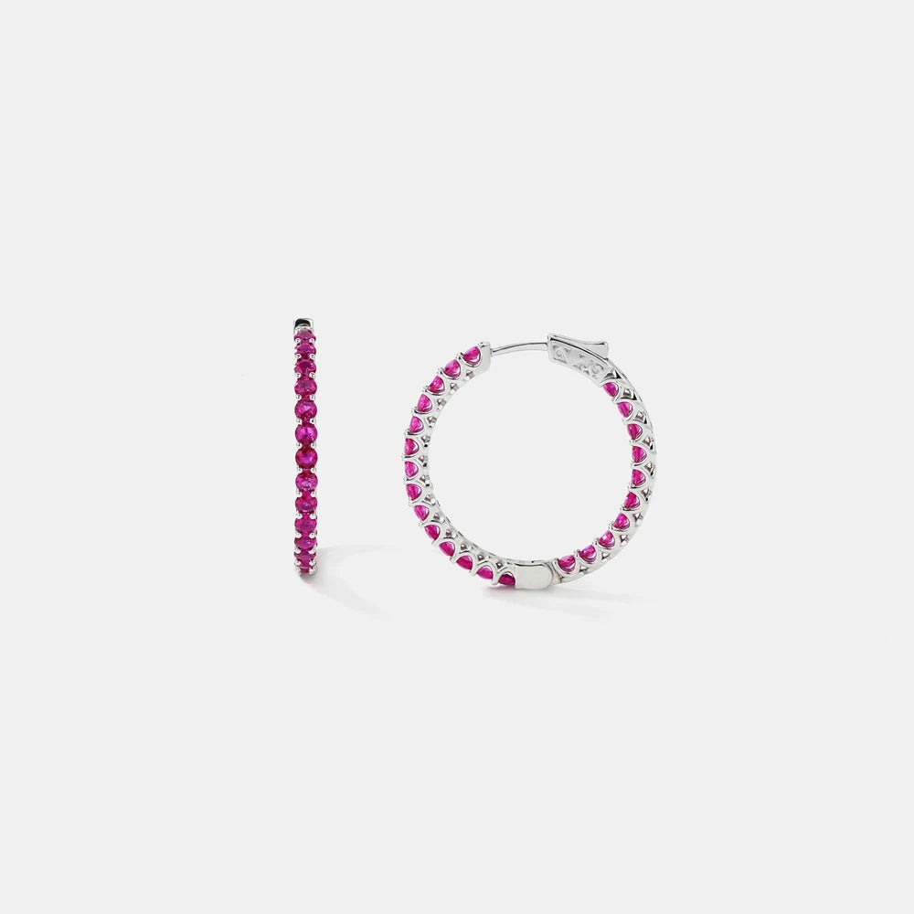MUSHAN Jewelry Factory Pure Silver Earrings With Large Circles Set With High Carbon Diamonds Are Popular and Simple Accessory