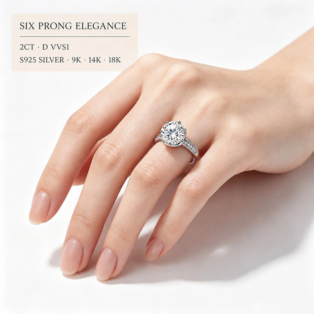 Gioiellieri Glam Half Pave Shank Cultivated Diamond Fashion Ring 2ct D VVS1 Round Brilliant Cut 9K-18K Gold Premium Fine Jewelry