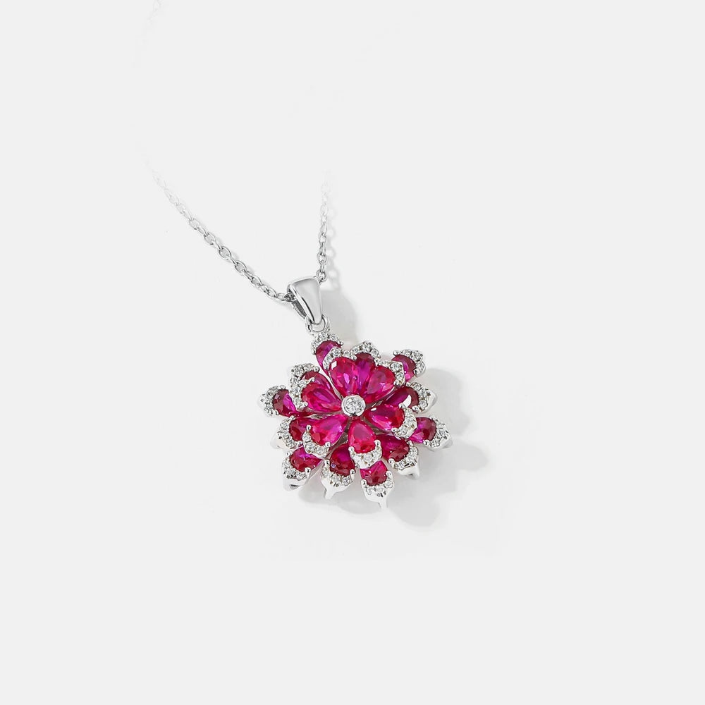 MUSHAN Jewelry Factory S925 Sterling Silver Necklace Women Electroplated White Gold High Carbon Diamond Floral Element Pendant
