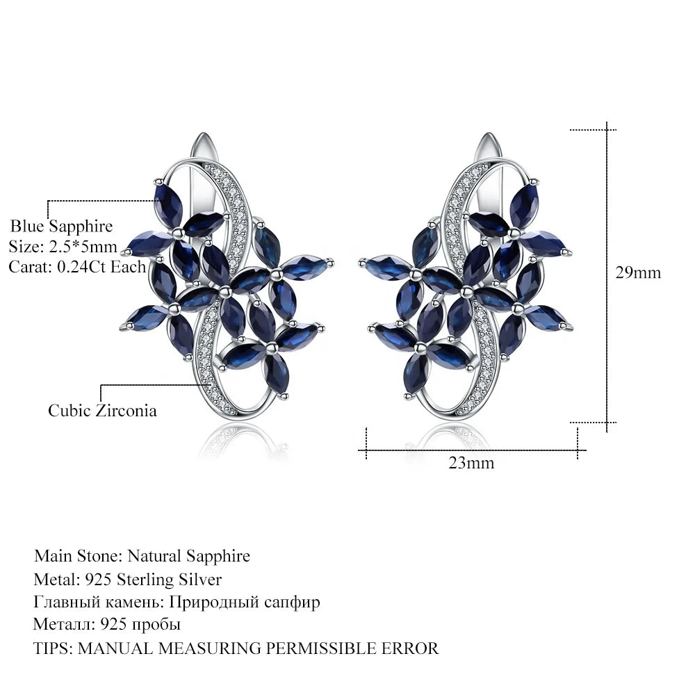 ArtistA Natural Sapphire Earrings Life Category Jewelry Sterling Silver 925 Fashion Diffusion Sapphire Earrings with U Shape Ear Studs