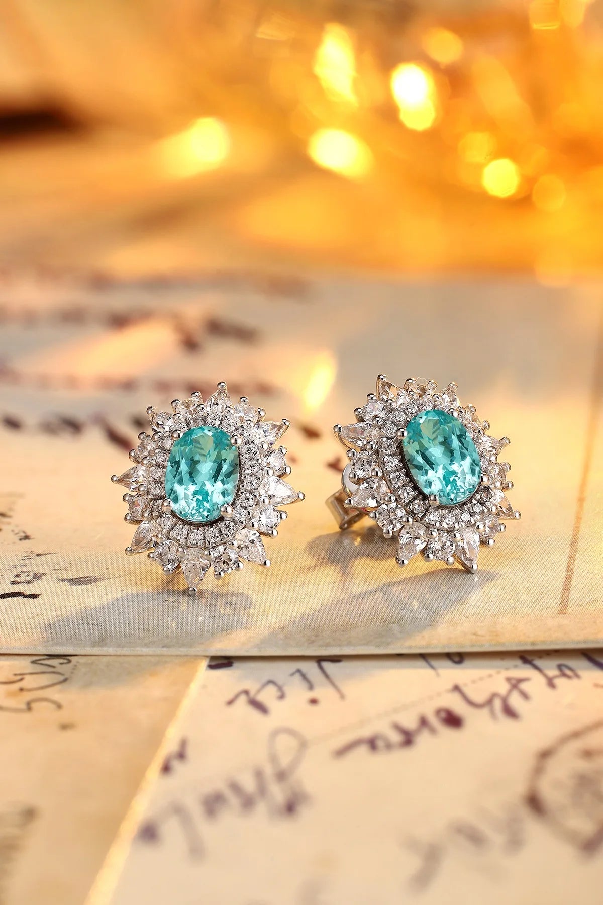 Gemfiori Anster High Quality Lab Grown Paraiba Oval Cut S925 Silver Earring Stud Dainty Gemstone Earrings for Women Daily Wear Gift