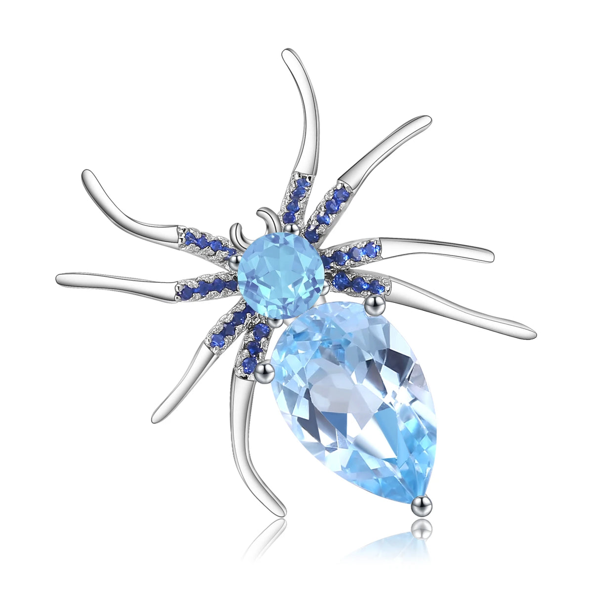 ArtistA C5210 Abiding Custom Natural Gemstones Amethyst Garnet Smoky Quartz Topaz 925 Sterling Silver Insect Spider Brooch Pin