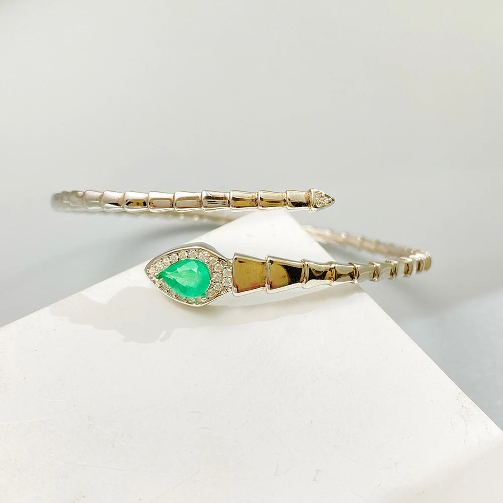 Gioiellieri Sterling Silver Emerald Bracelet with Natural Green Stone for Ladies S925 Fine Jewelry Elegant Gemstone Anniversary Present
