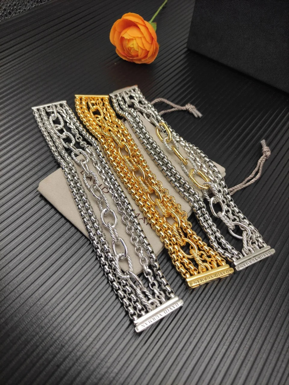 FASHIONISTA DY High-Quality Silver-Plated 29mm Multi-Row Bracelet, Gold-Plated 29mm Bracelet, Jewelry