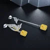 Gemfiori New in Vintage Panther Yellow Moissanite Gold Jewelry for Women 18 K Gold Animal Earrings Wedding Jewelry Party Gift