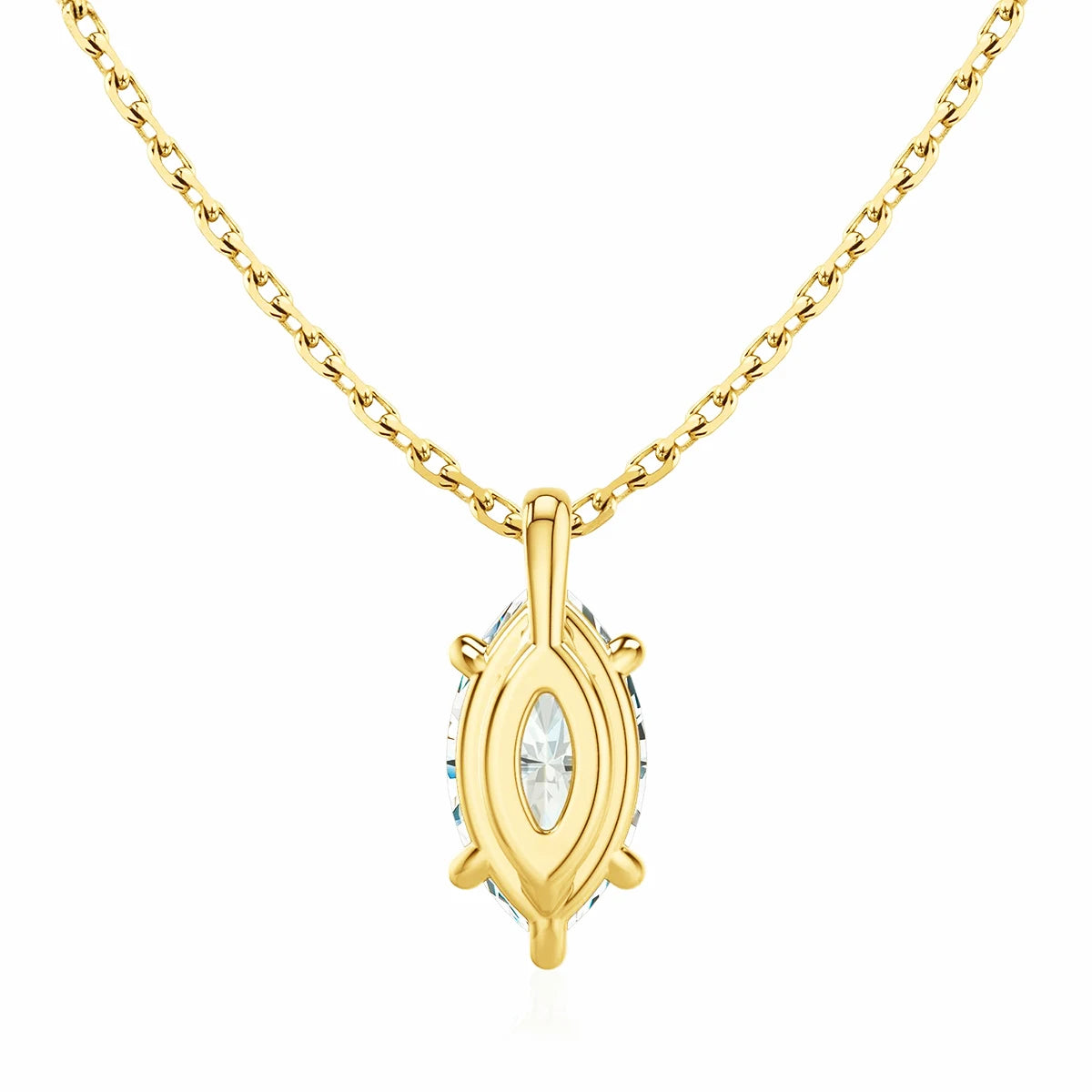Gemfiori Quality Jewelry Supplier Custom Woman 6 Claws 0.5ct 1ct 2ct Marquise Cut Moissanite Pendant Real 585 14K Gold Jewelry